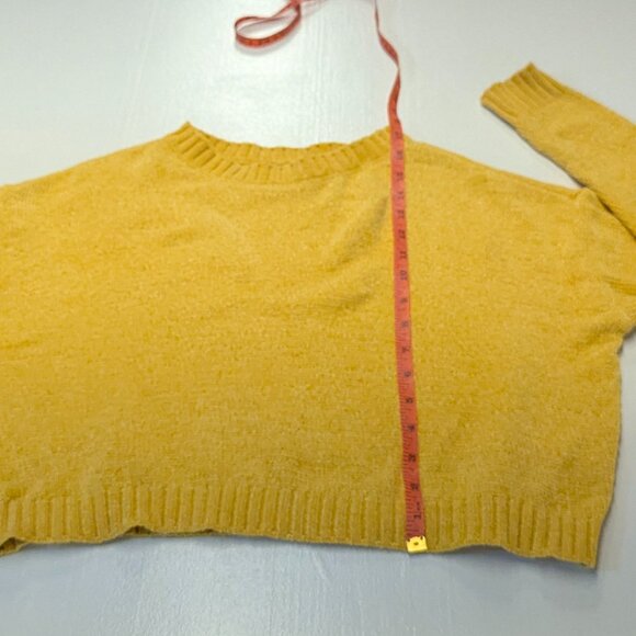 Social Scene Size Small Mustard Yellow Cropped Chenille Sweater - Picture 4 of 9